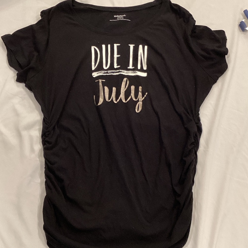 Motherhood Maternity Black Tee with White Print